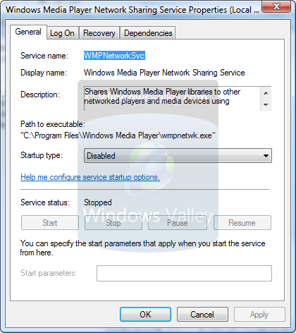 Disable Media Sharing Service