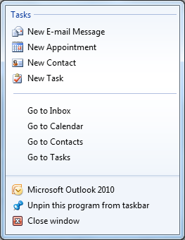 jumplist First look Microsoft Office 2010 Technical Preview, A brief review
