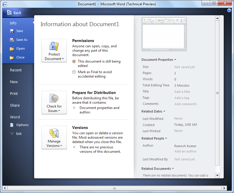 outspace First look Microsoft Office 2010 Technical Preview, A brief review