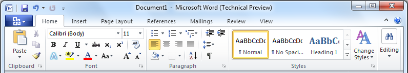 ribbon First look Microsoft Office 2010 Technical Preview, A brief review