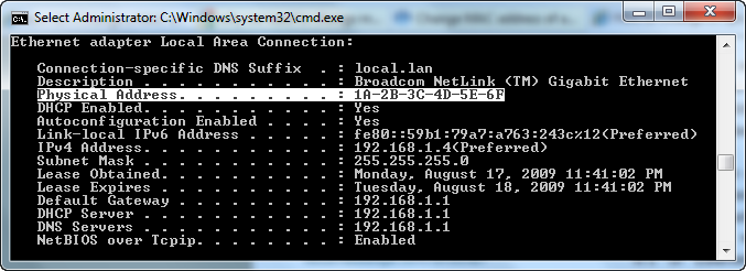 Check new MAC address