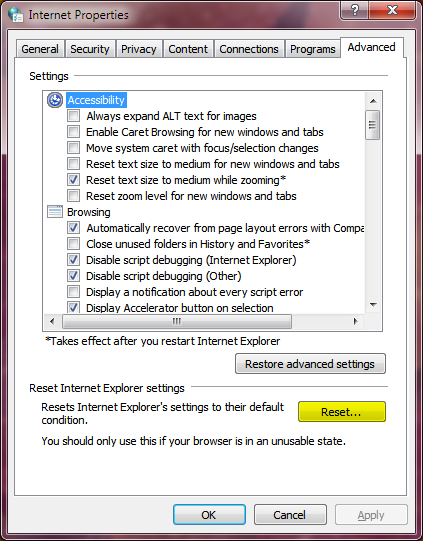 Internet Options