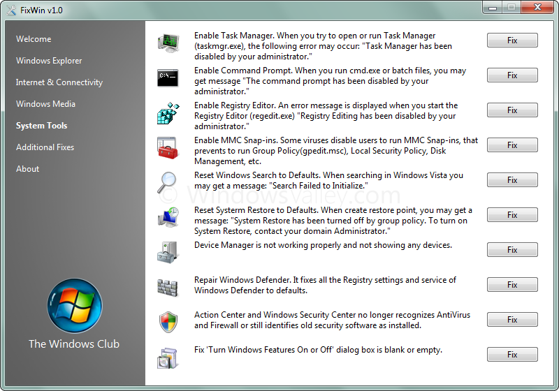 FixWin v1.0 - Reform your Windows