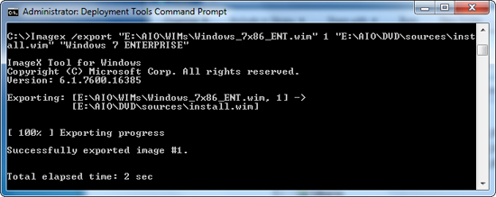 Exporting a copy of Windows 7 Enterprise