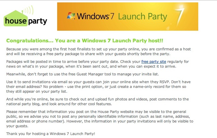 Windows 7 House Party