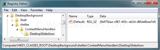 Locating the path in Registry Editor