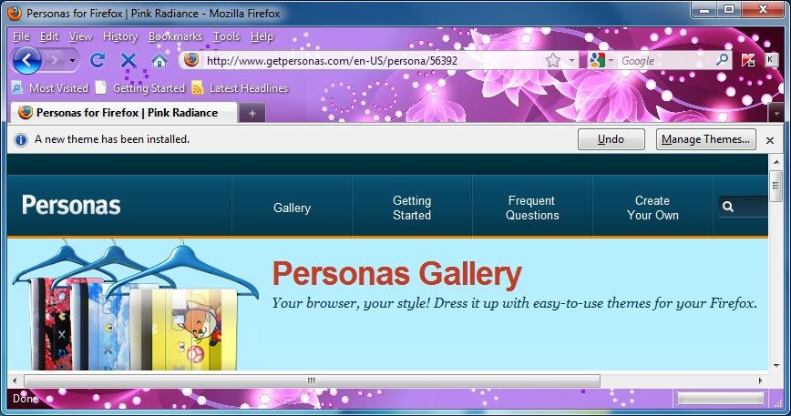 Loading Personas Design on Firefox
