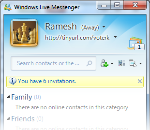 Windows Live Messenger showing false Invitation Notice