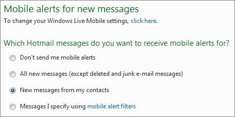Mobile alerts for new messages