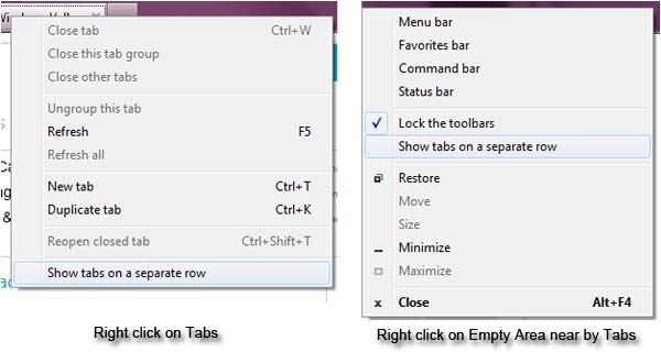 How to show tabs below the address bar one box in internet explore 9 windows valley