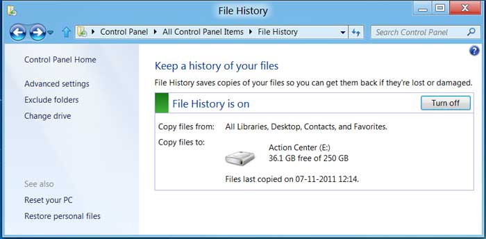 File History Settings