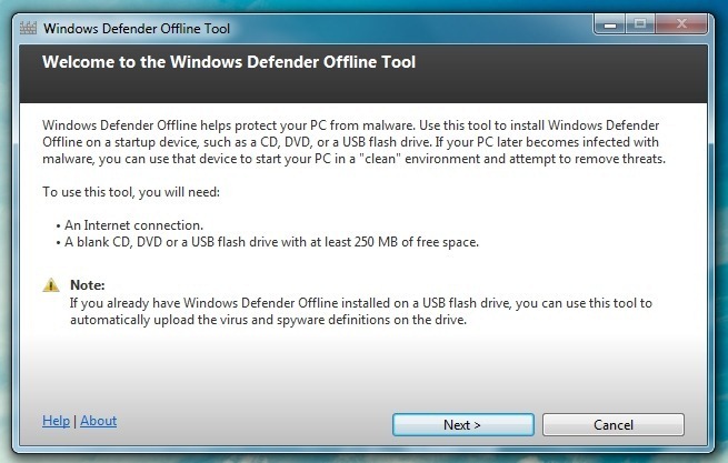 Windows Defender Offline Tool