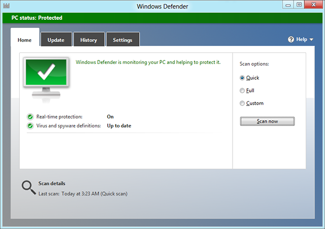 Windows Defender – A built-in Antivirus in Windows 8