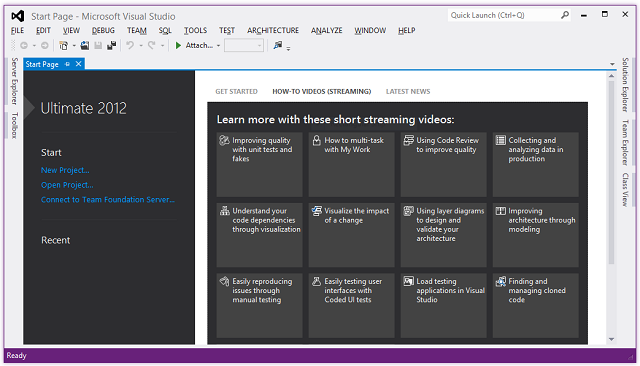 Visual Studio 2012 IDE Visual Studio 2012
