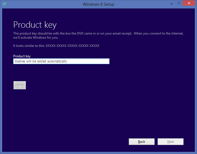 windows 8 setup product key
